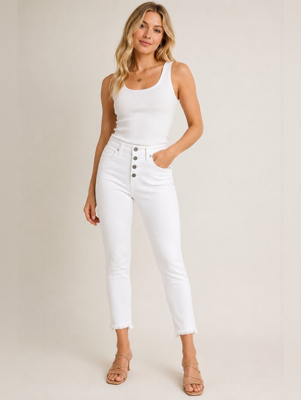 Madewell White High-Rise Skinny Cropped Button-Fly Jeans | Size 28